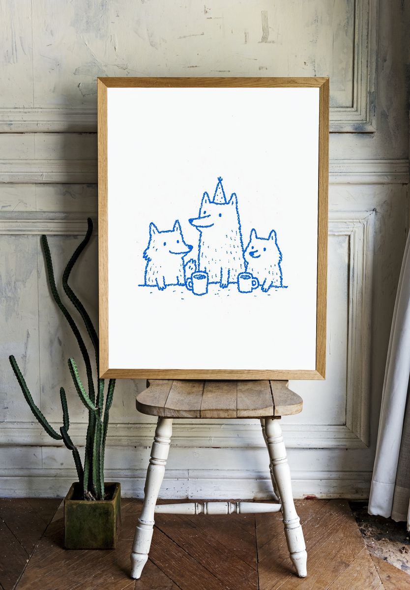 Blue Bear Family Illustration Poster. — room view 1