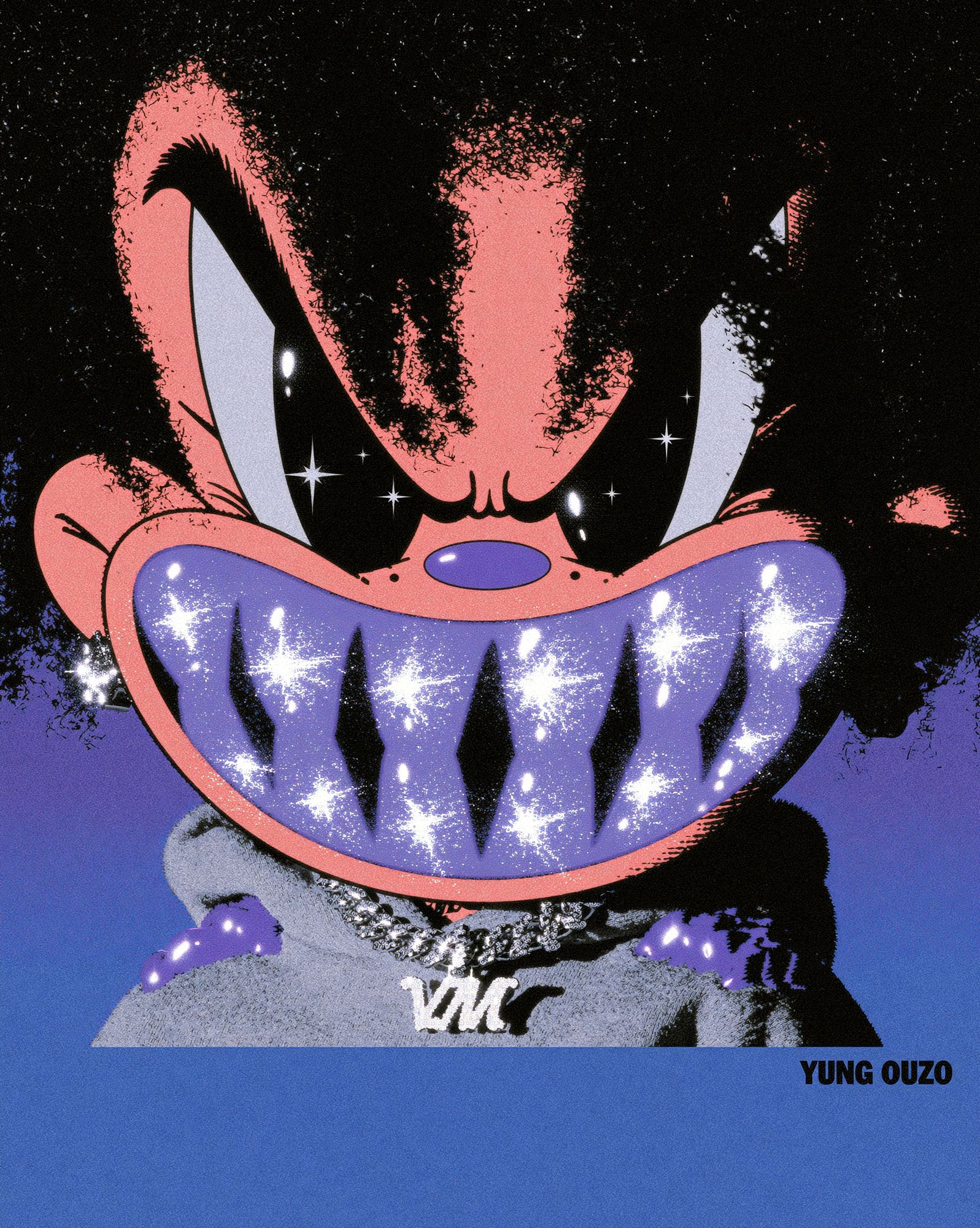 Yung Ouzo Cartoon Portrait Poster. poster — anime art