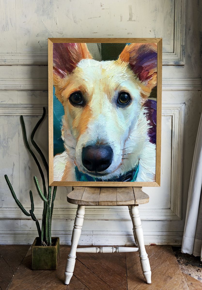 Whimsical Dog Portrait Illustration Poster. — room view 1