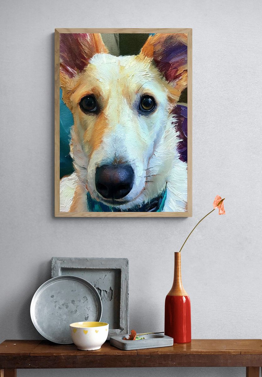 Whimsical Dog Portrait Illustration Poster. — room view 3