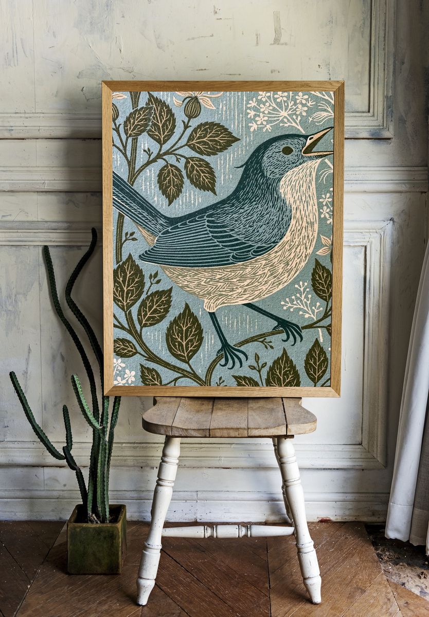 Songbird Botanical Print. — room view 1
