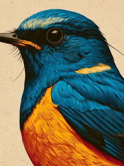 Blue Bird Portrait Print. poster