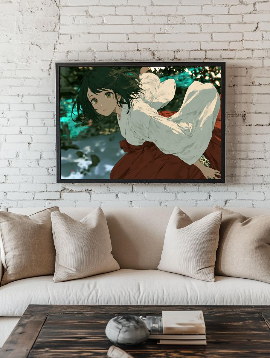 Anime Girl in Motion Print. — room view 1