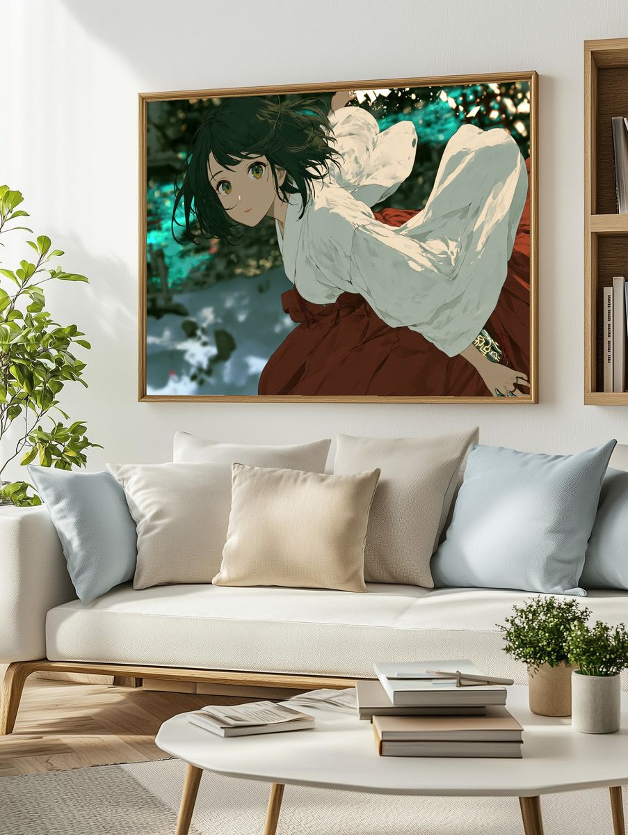 Anime Girl in Motion Print. — room view 2