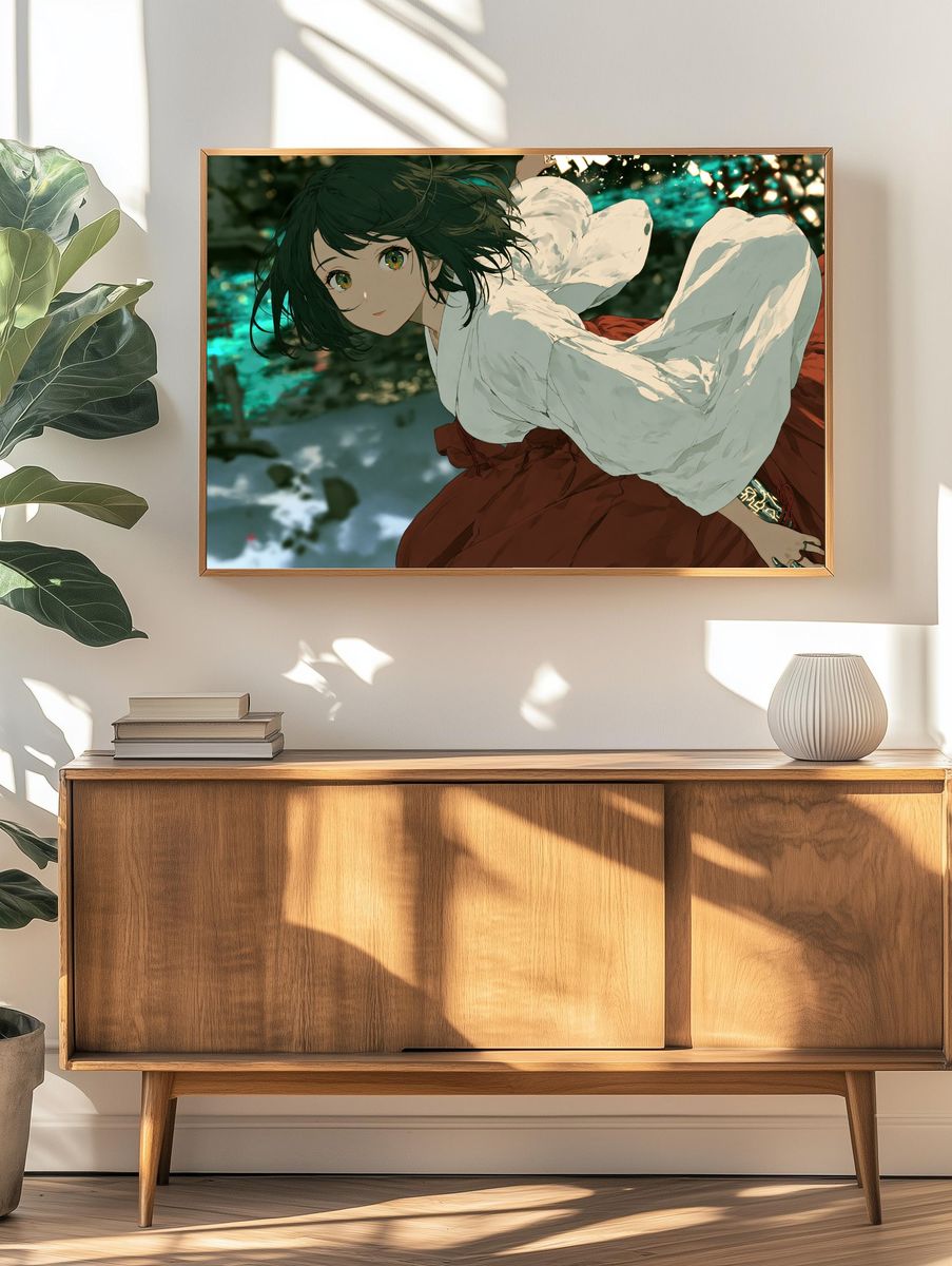 Anime Girl in Motion Print. — room view 3