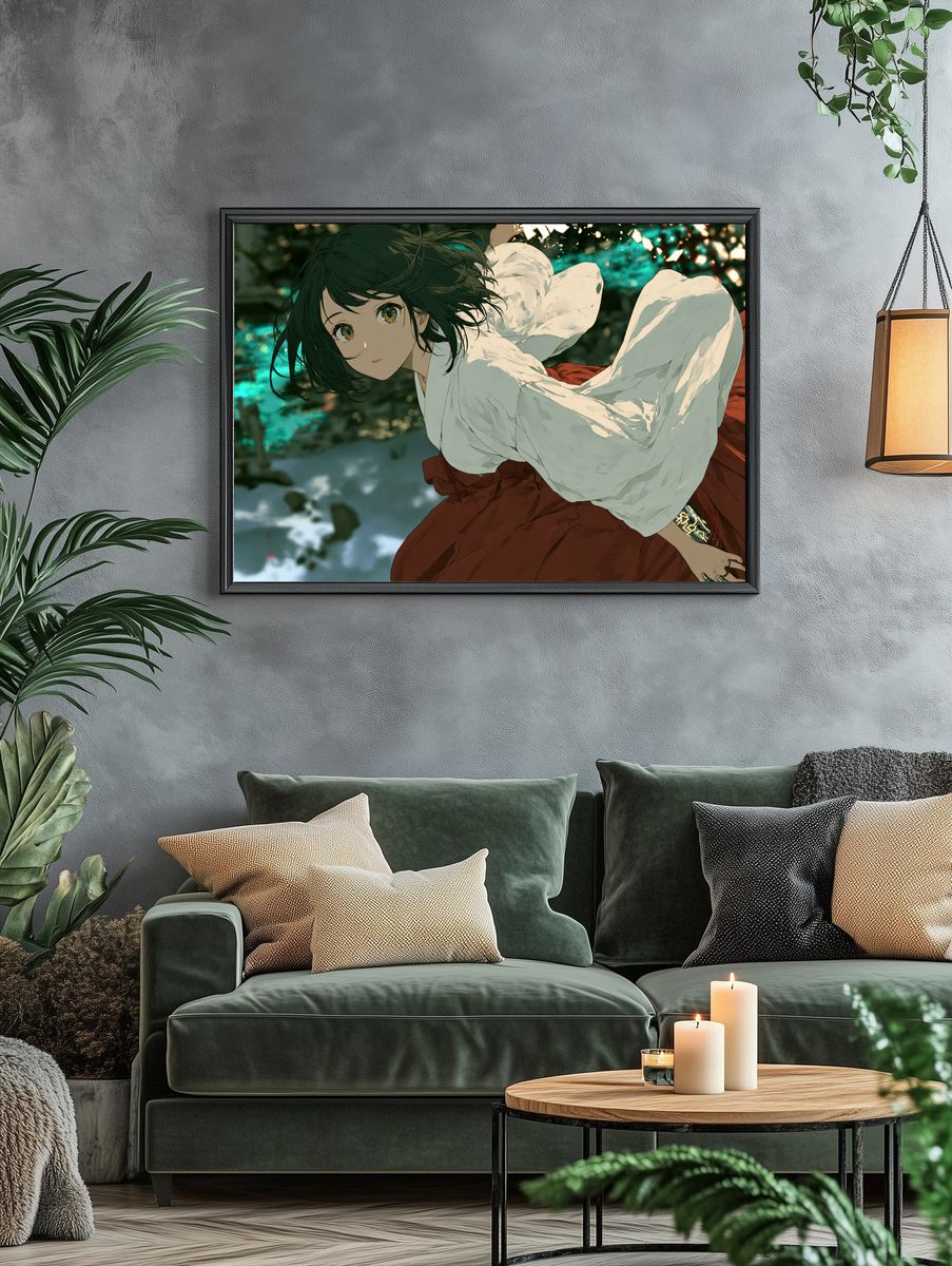 Anime Girl in Motion Print. — room view 4