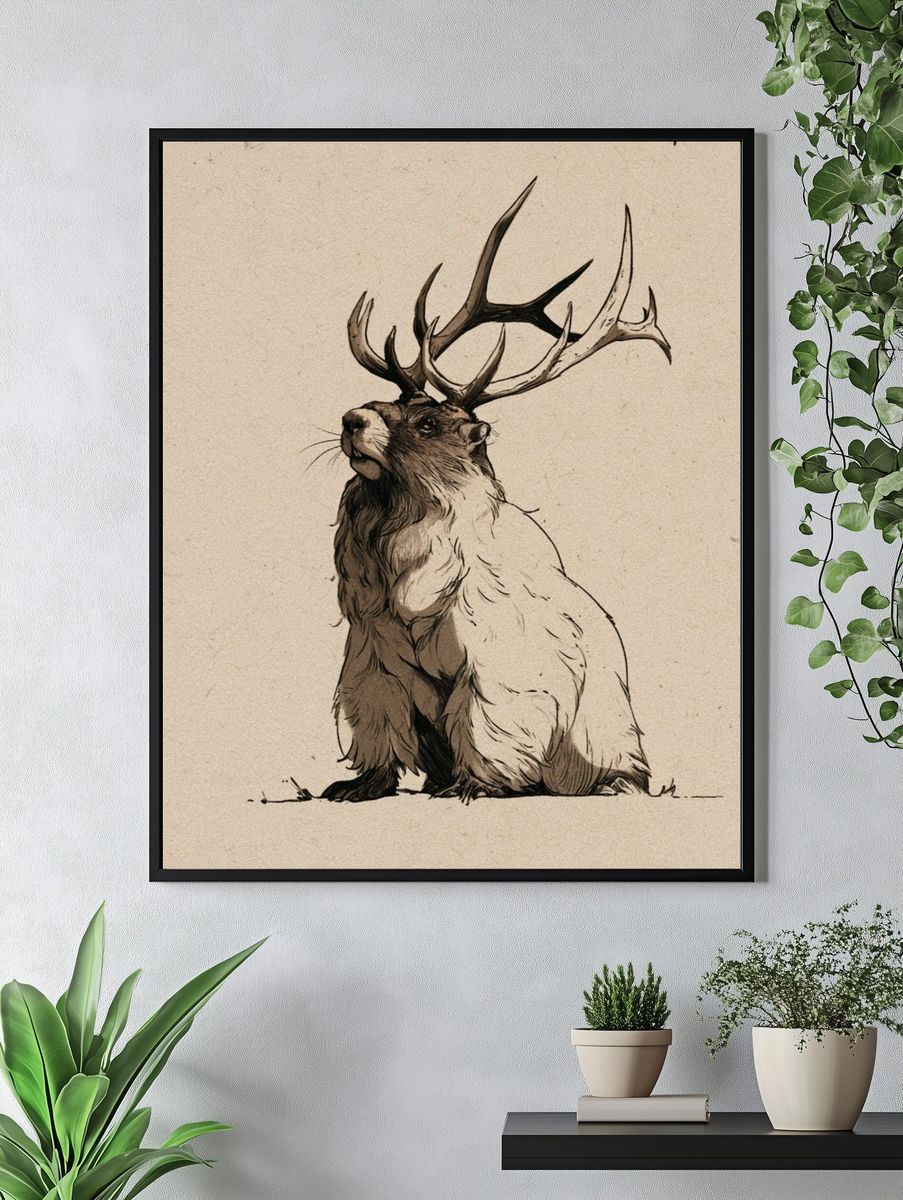 Majestic Deer Illustration Poster. — room view 4