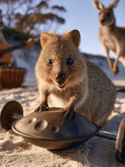Quokka Beach Jam Session Poster. poster