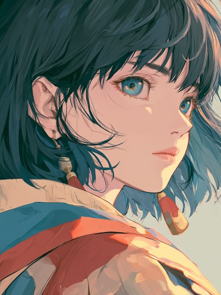 Blue-Haired Anime Portrait Poster. poster — anime art