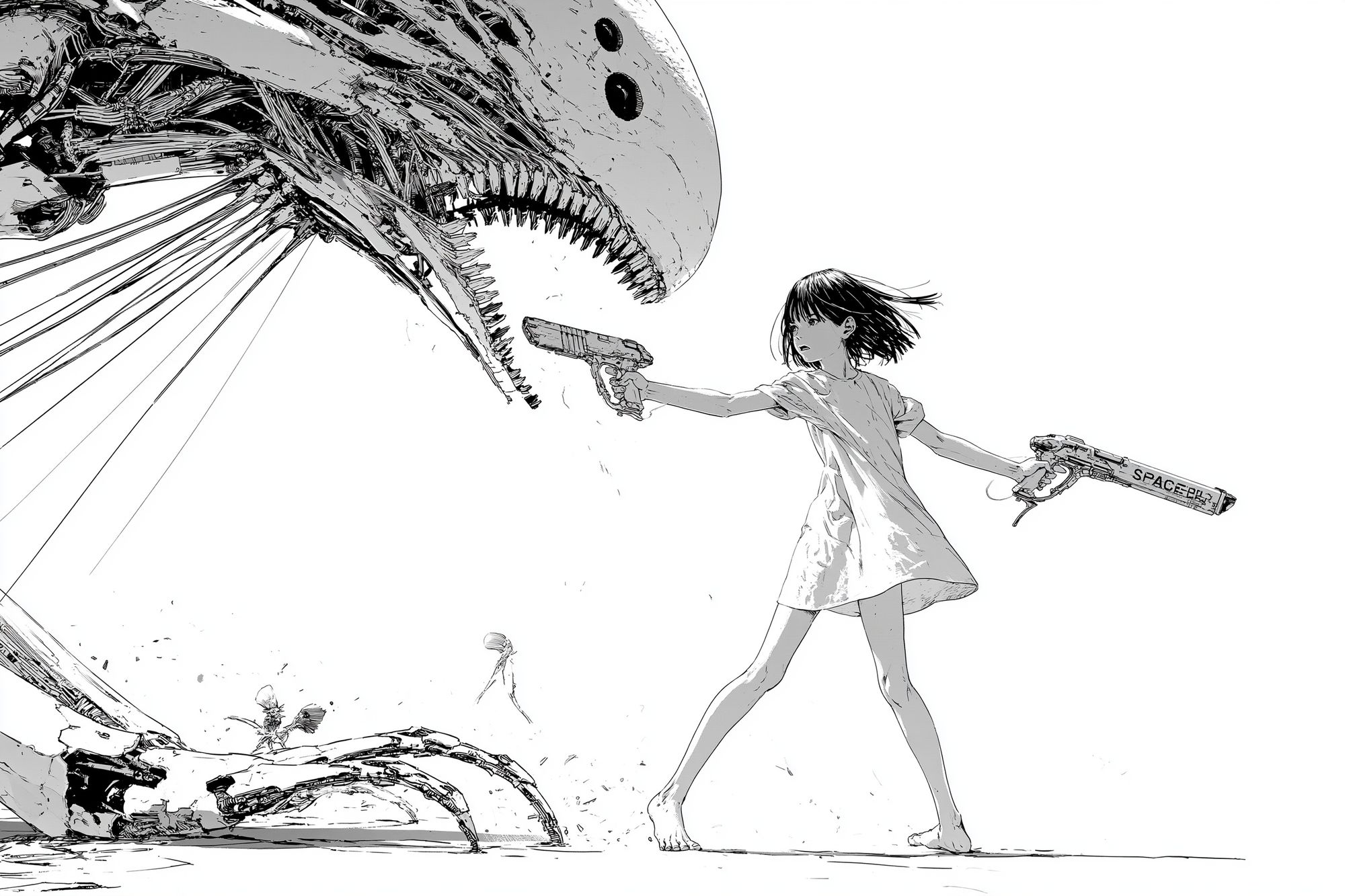 Anime Girl vs Monster Print. poster detail