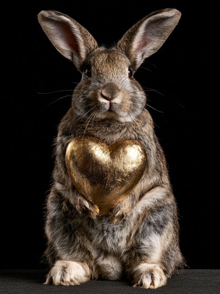 Rabbit with Golden Heart Poster. poster detail