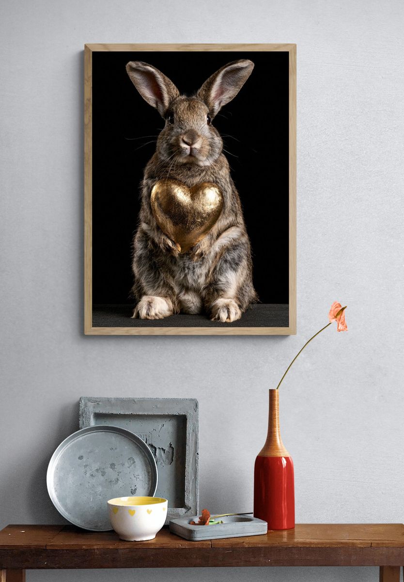 Rabbit with Golden Heart Poster. — room view 3