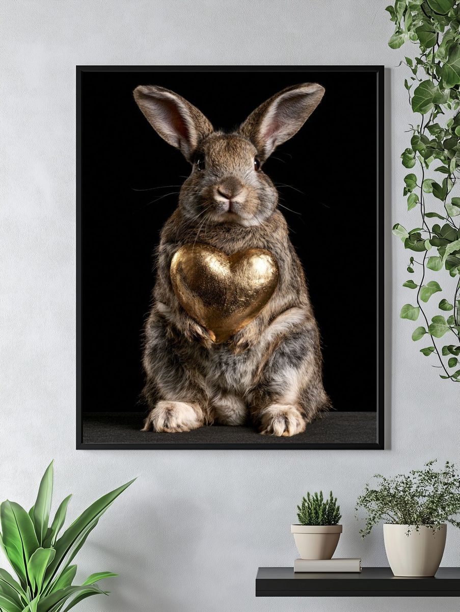Rabbit with Golden Heart Poster. — room view 4