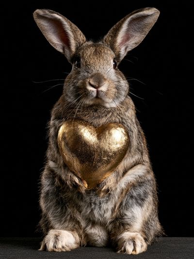 Rabbit with Golden Heart Poster. poster