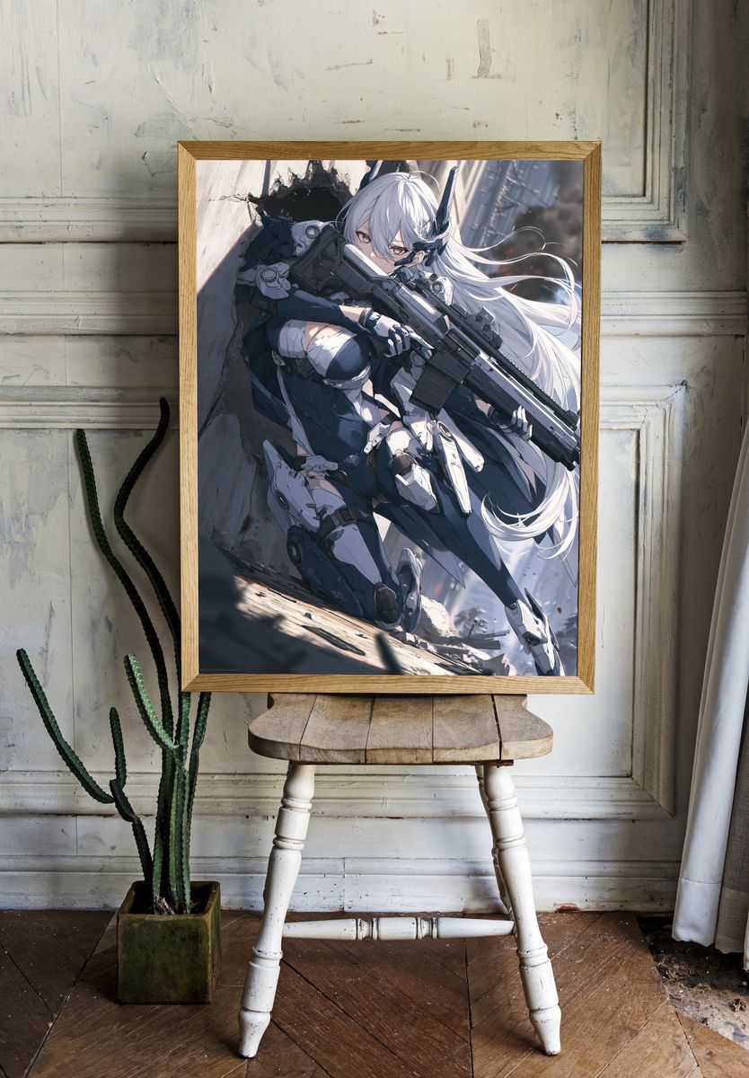 Cybernetic Anime Sniper Poster. — room view 1