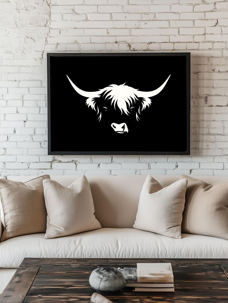 Highland Cow Minimalist Print. — room view 1
