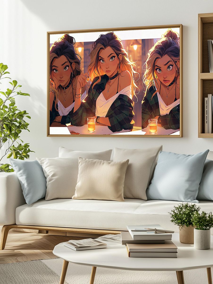 Anime Girl Trio Bar Scene Poster. — room view 2