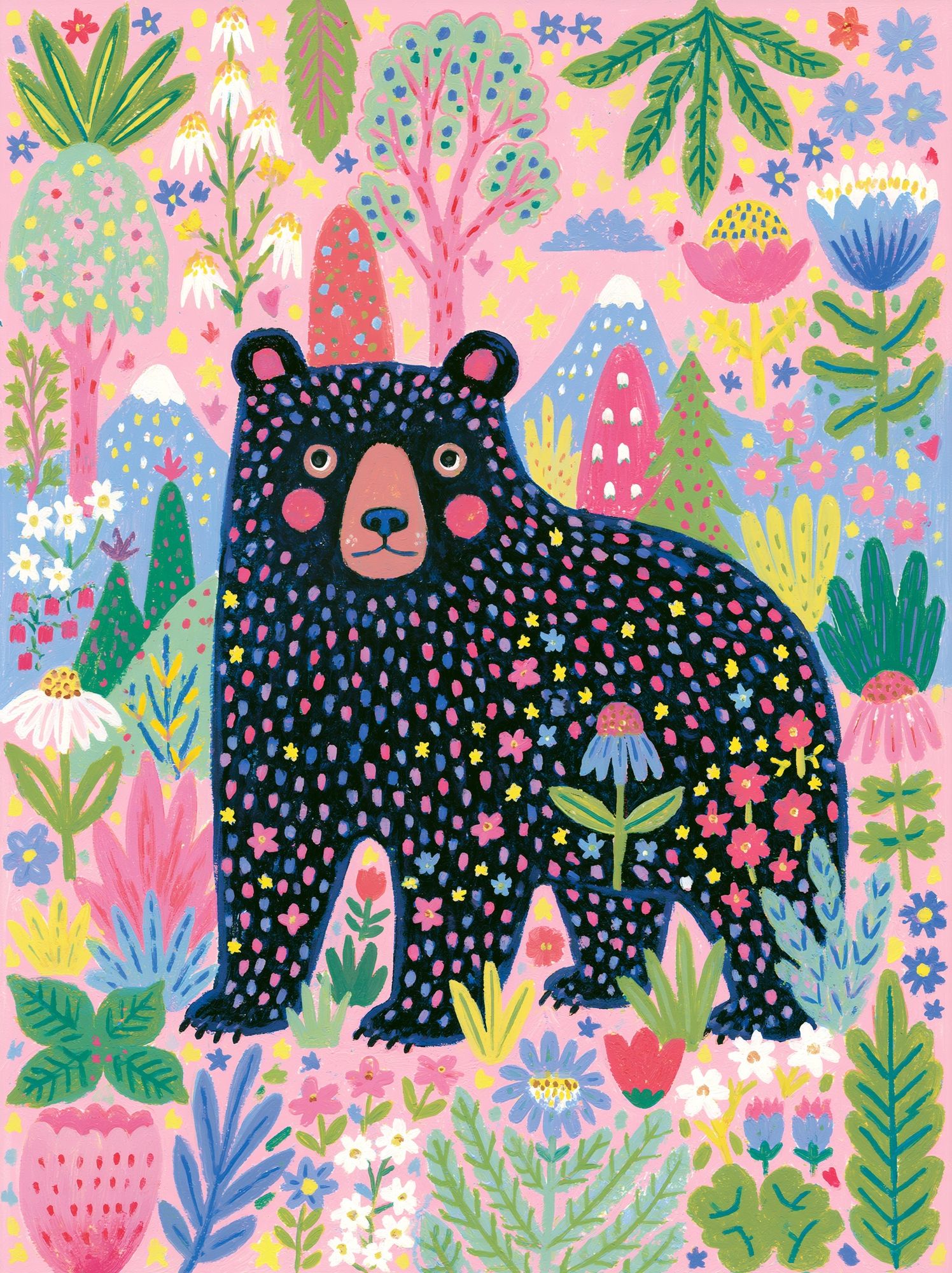 Bear in Bloom Illustration Poster. poster — animals art