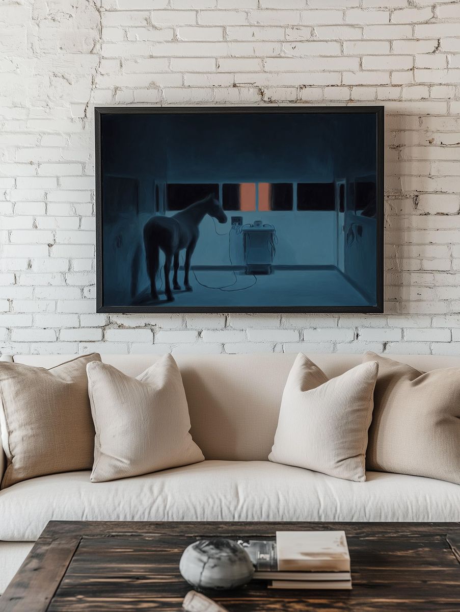 Horse in Stable Nightscape Poster room preview