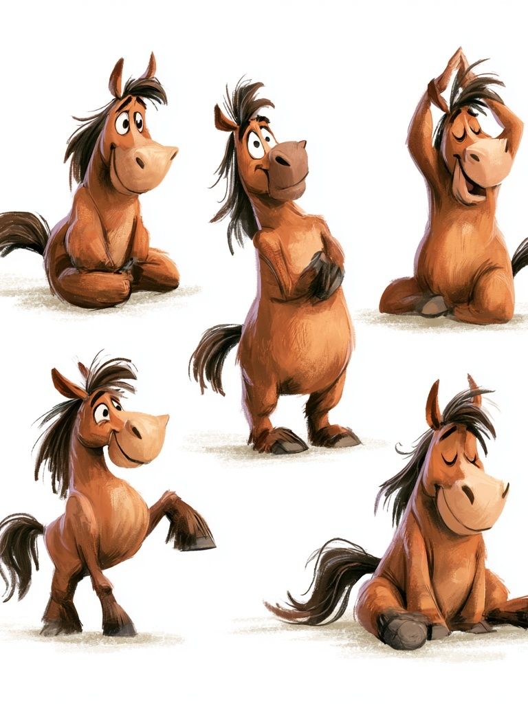 Playful Horse Character Illustration Poster. poster detail