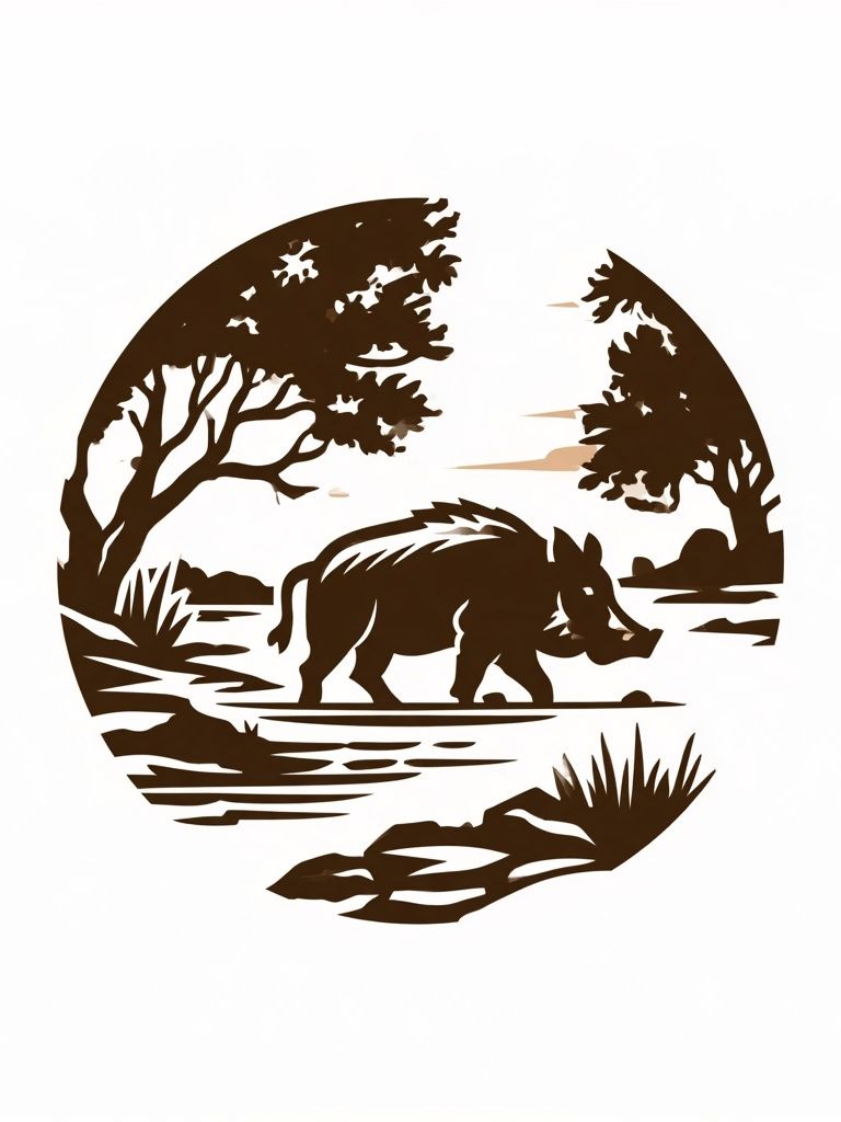 Rhinoceros Silhouette Nature Print. poster detail