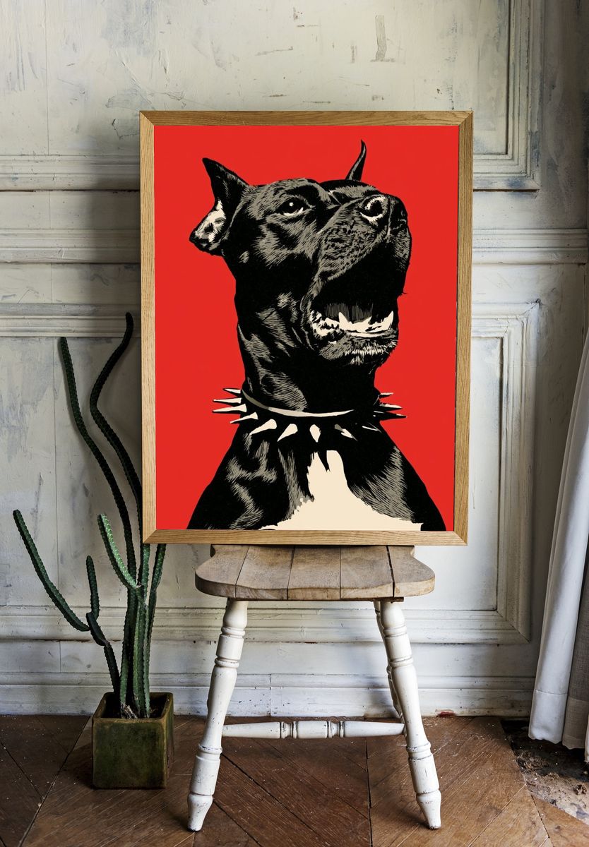 Punk Dog Portrait Print. — room view 1