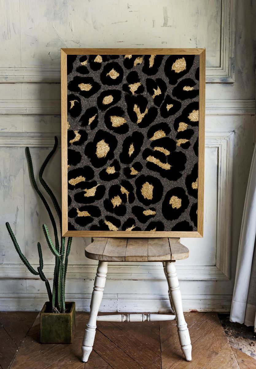 Black Gold Leopard Print Poster. — room view 1