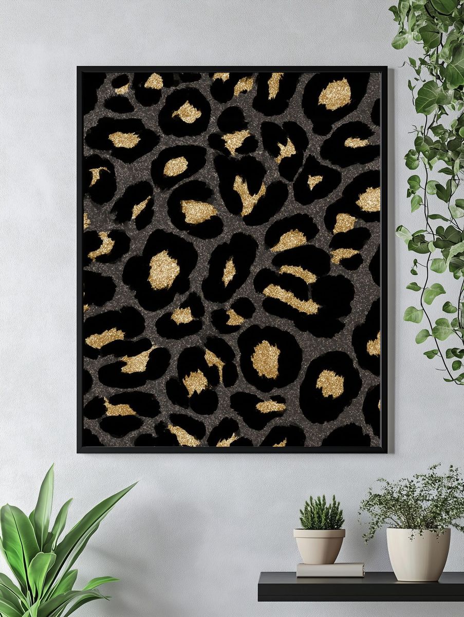 Black Gold Leopard Print Poster. — room view 4