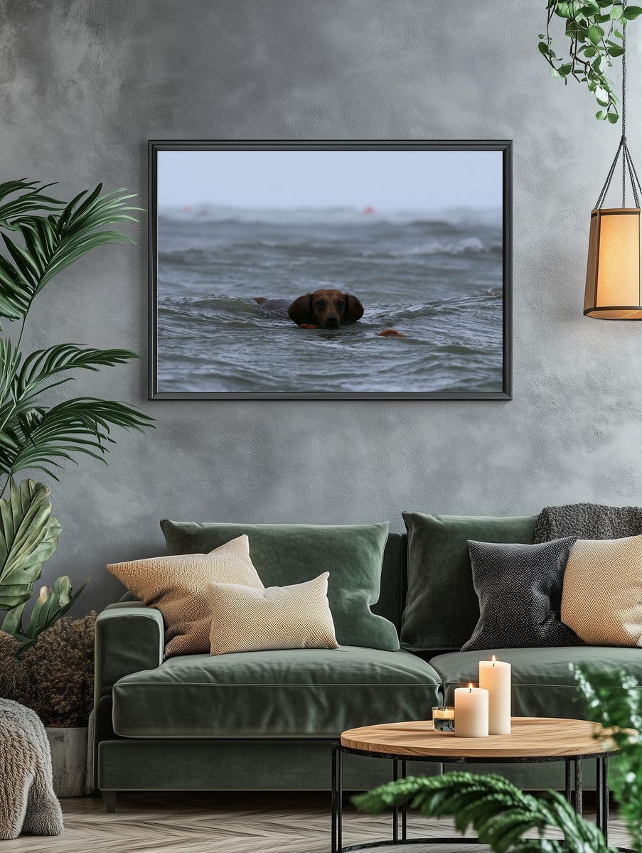 Dachshund in the Sea Photography Poster. — room view 4