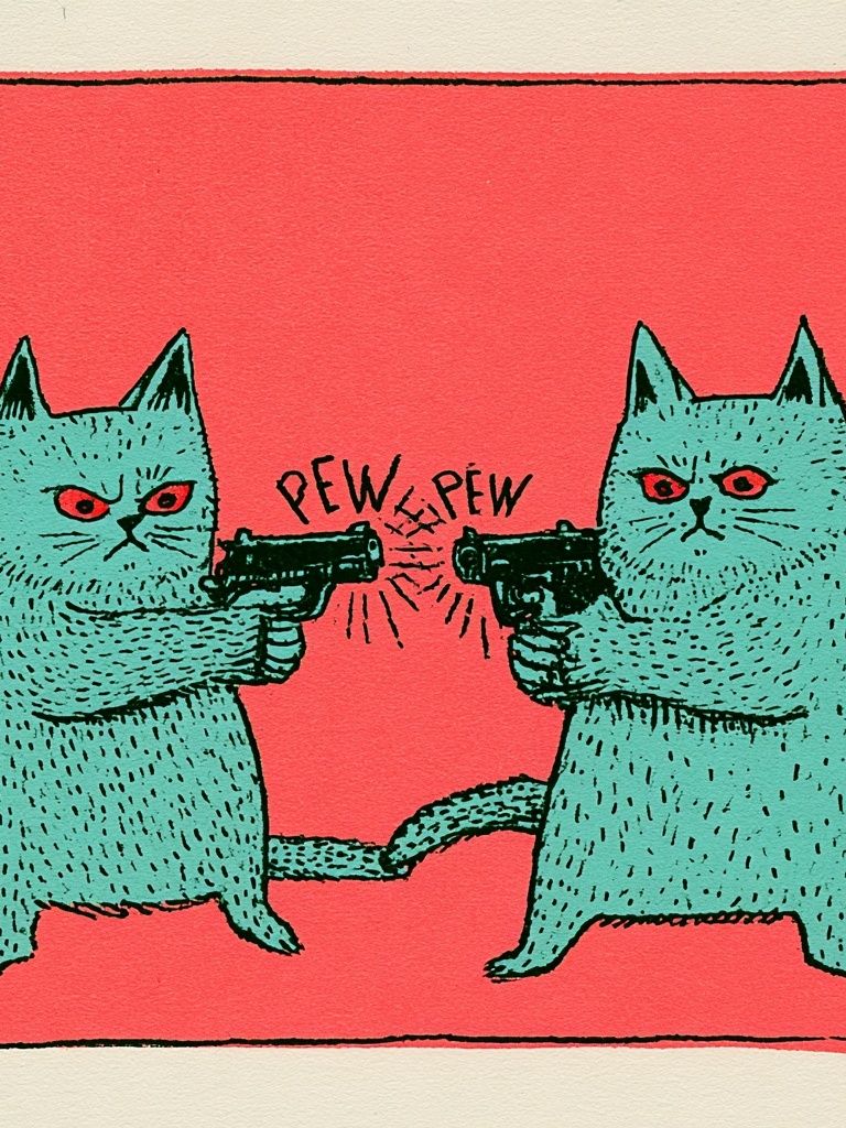 Pew Pew Cats Typography Poster. poster detail