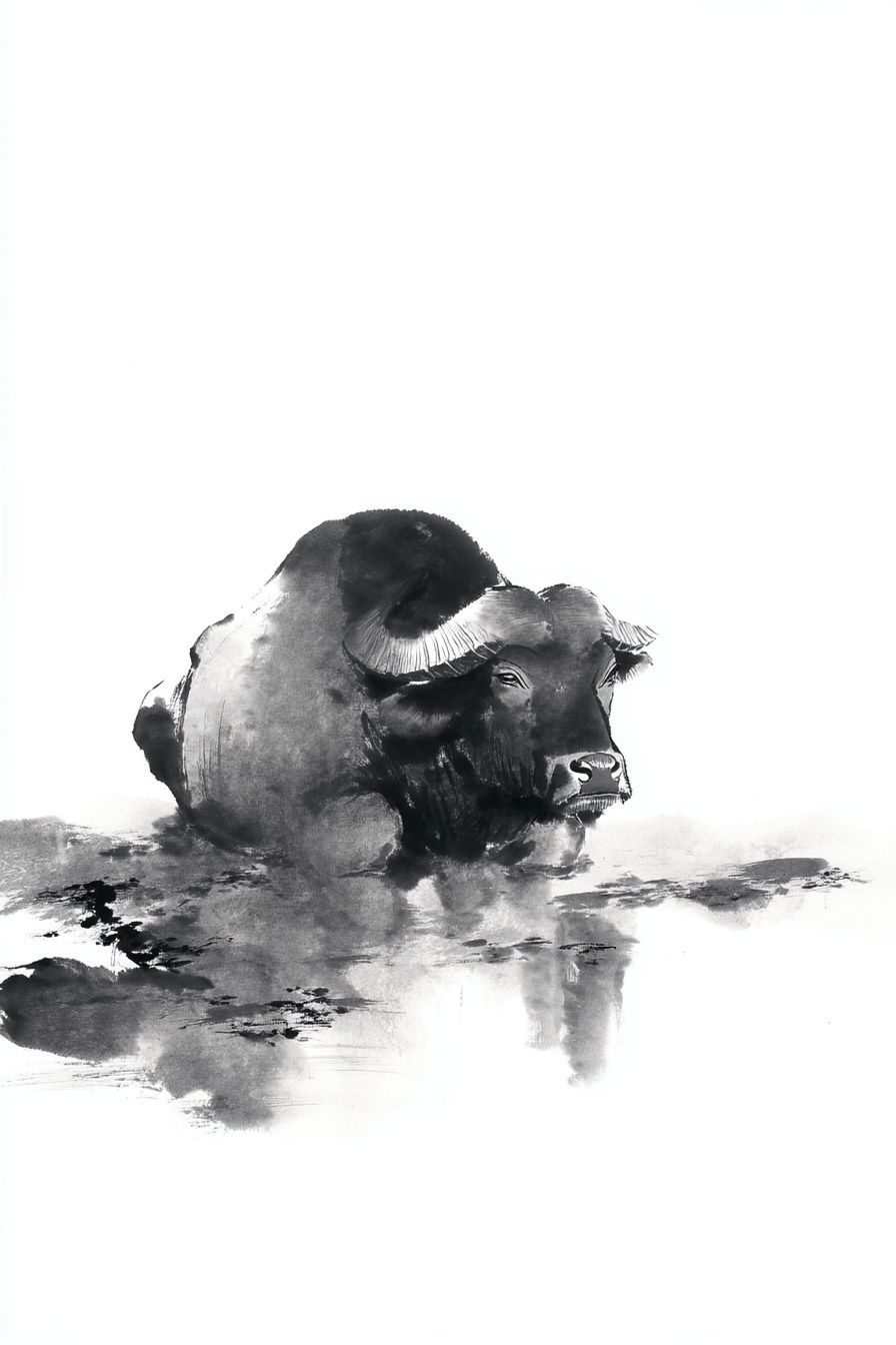 Water Buffalo Ink Poster. poster detail