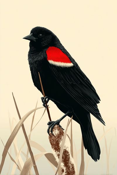 Red-Winged Blackbird Illustration Poster. poster