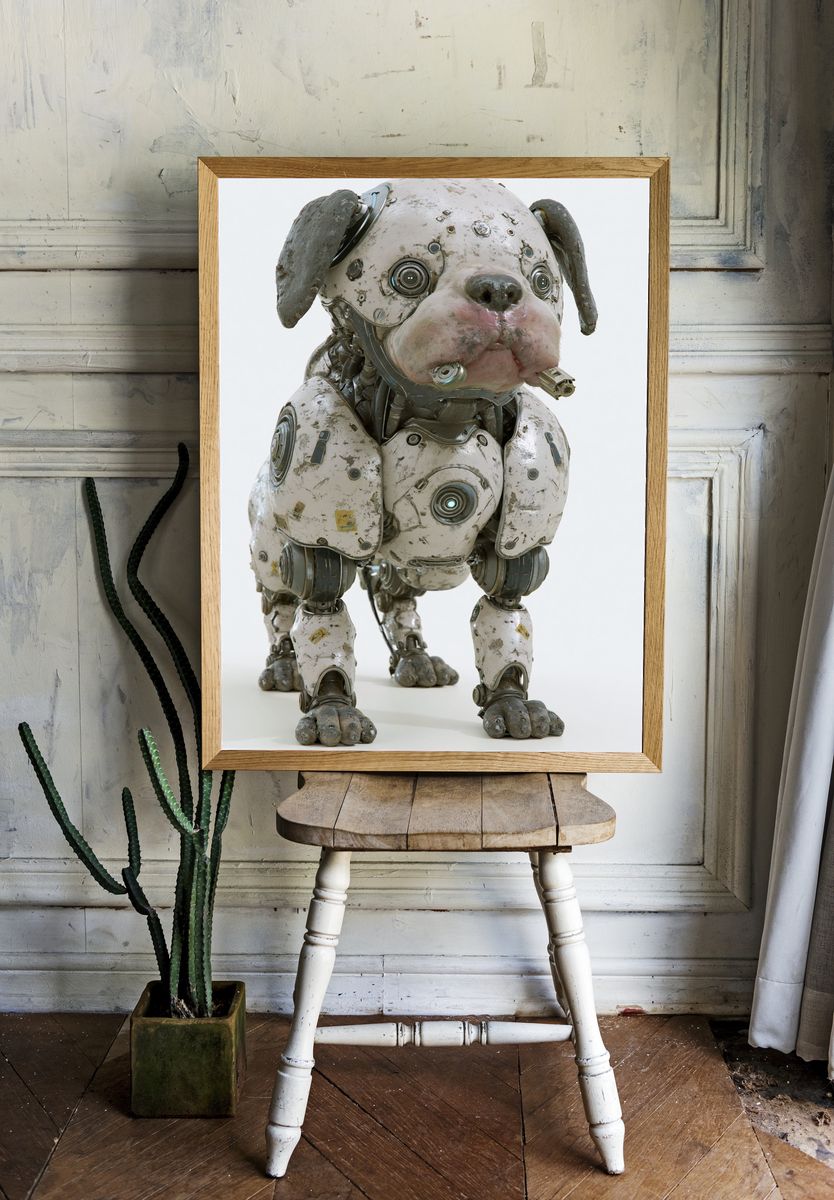 Cybernetic Dog Portrait Print. — room view 1