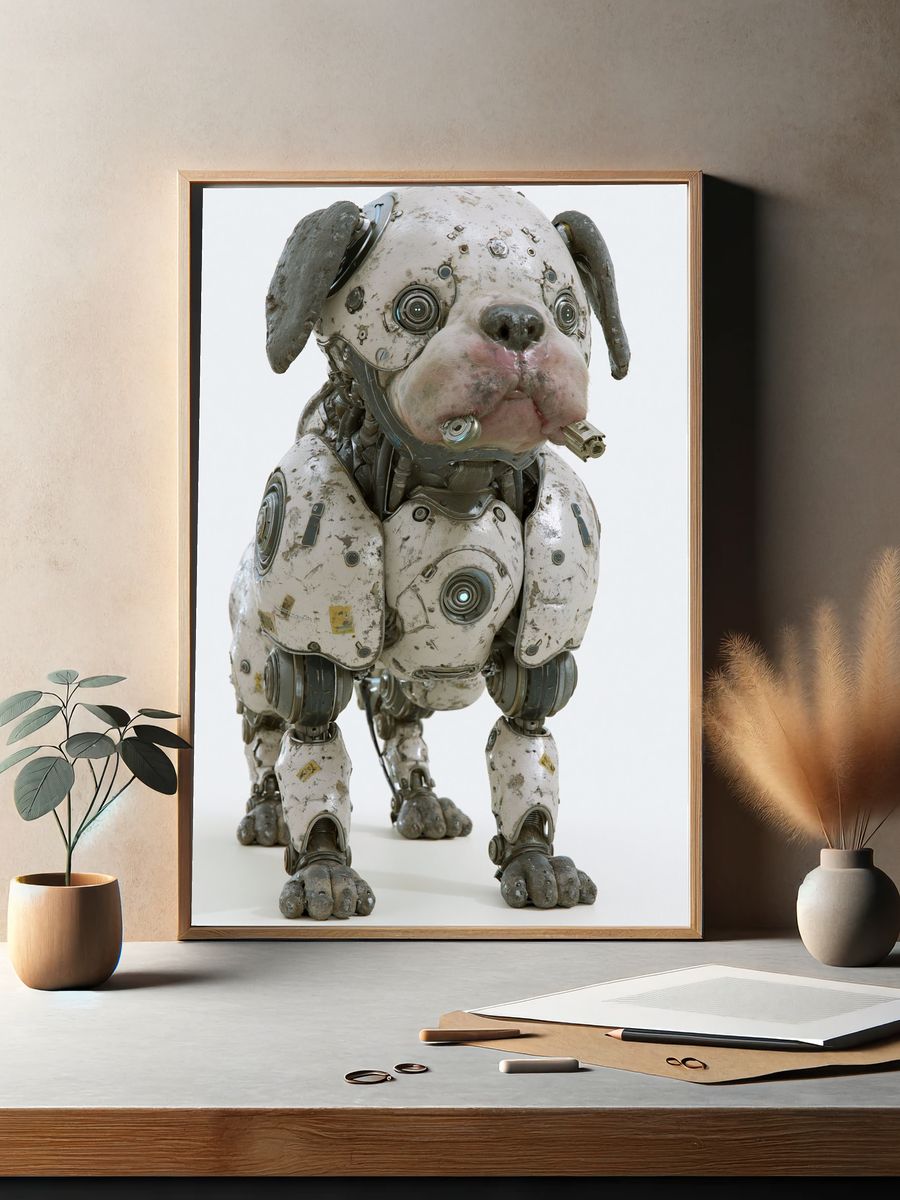 Cybernetic Dog Portrait Print. — room view 2