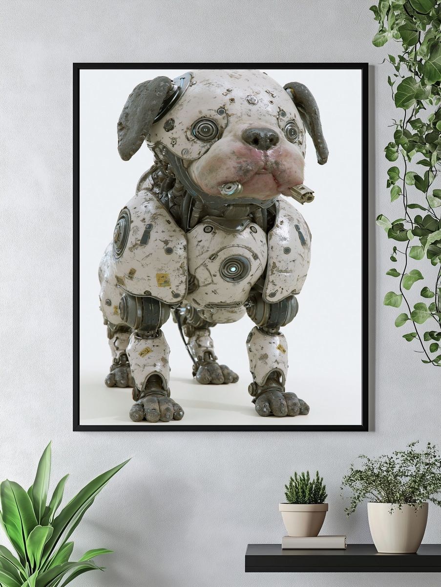 Cybernetic Dog Portrait Print. — room view 4