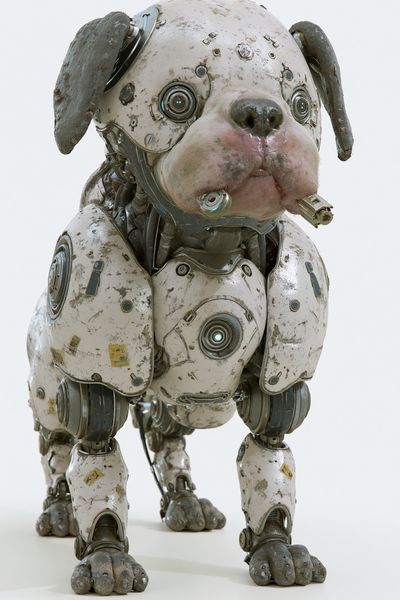 Cybernetic Dog Portrait Print. poster