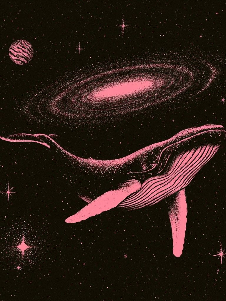 Pink Whale in Space Poster. poster detail