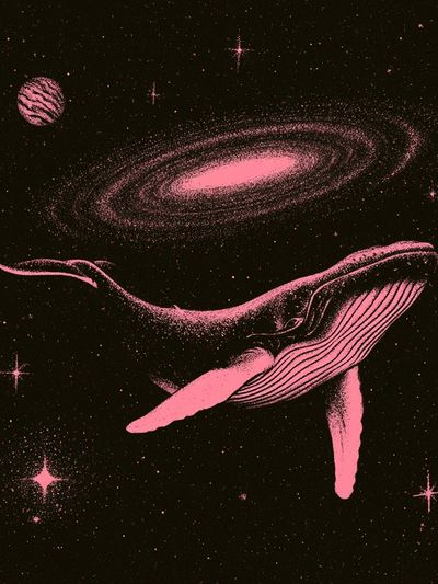 Pink Whale in Space Poster.