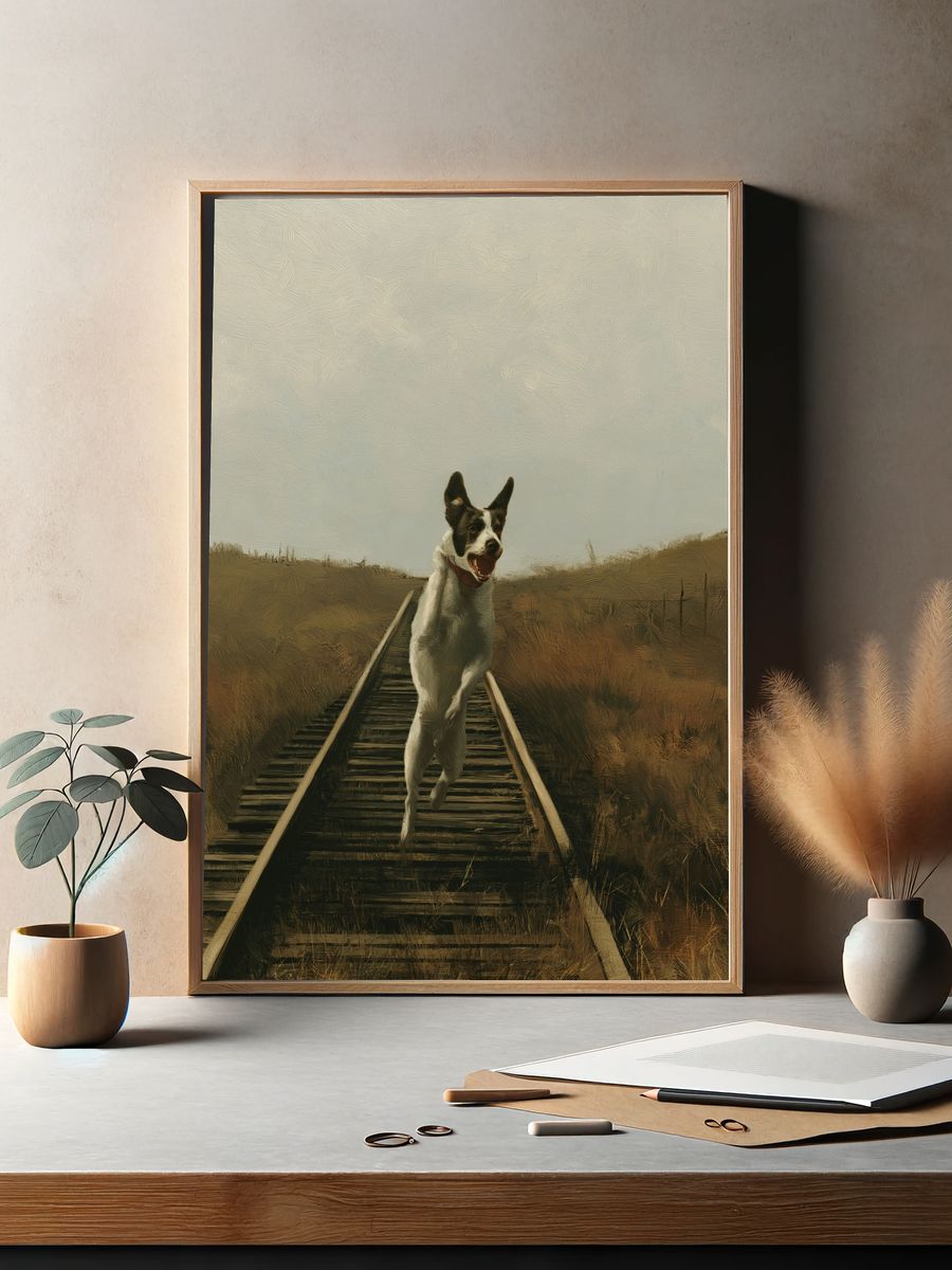Running Dog on Tracks Print. — room view 2