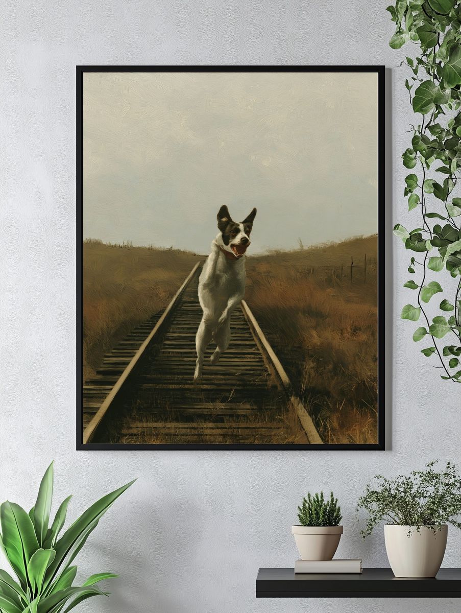 Running Dog on Tracks Print. — room view 4