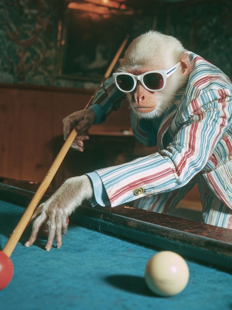Cool Monkey Pool Hall Poster. poster — animals art