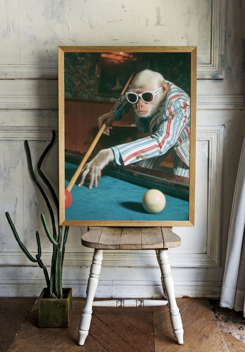 Cool Monkey Pool Hall Poster room preview