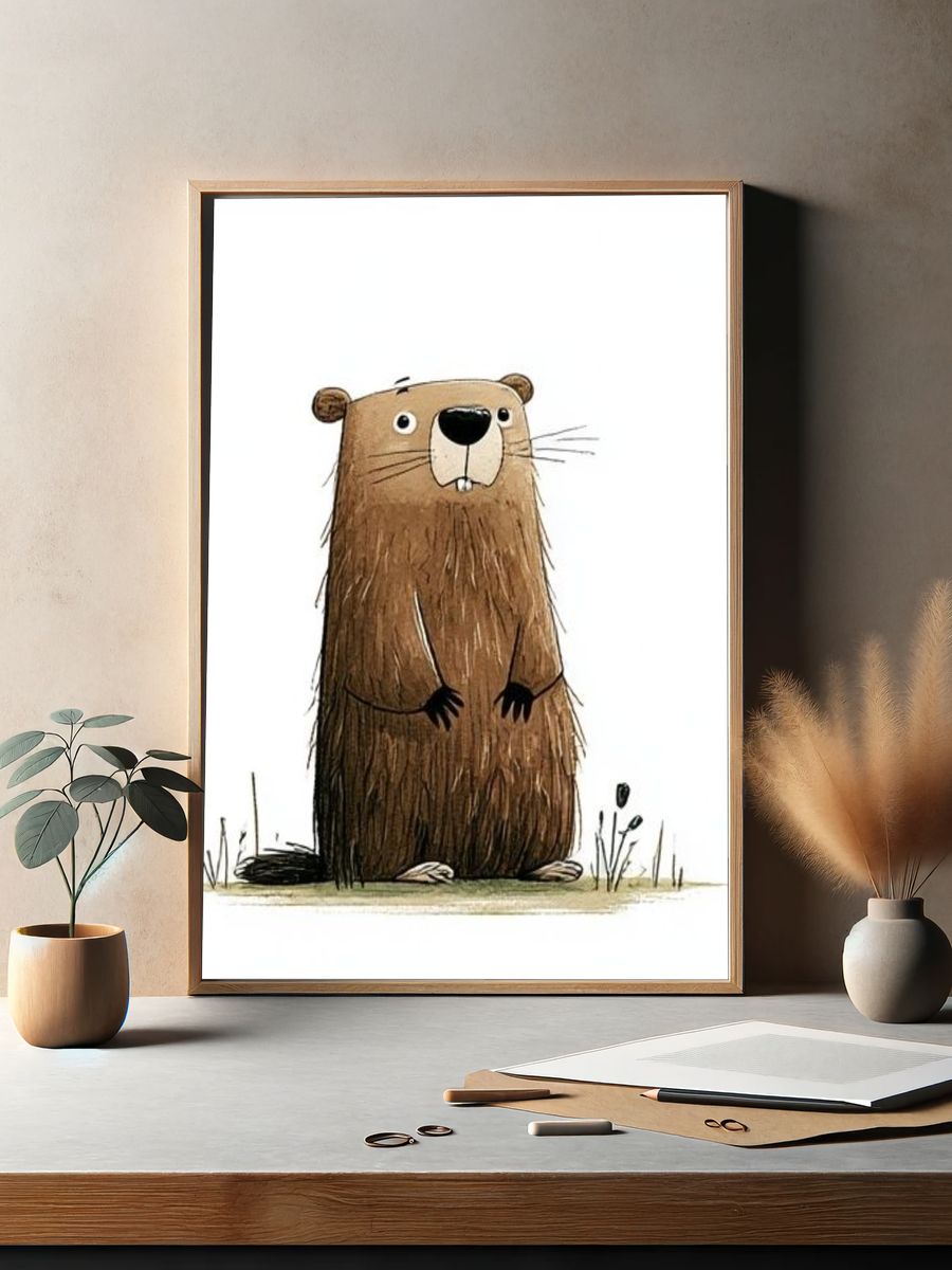 Cute Bear Illustration Poster. — room view 2