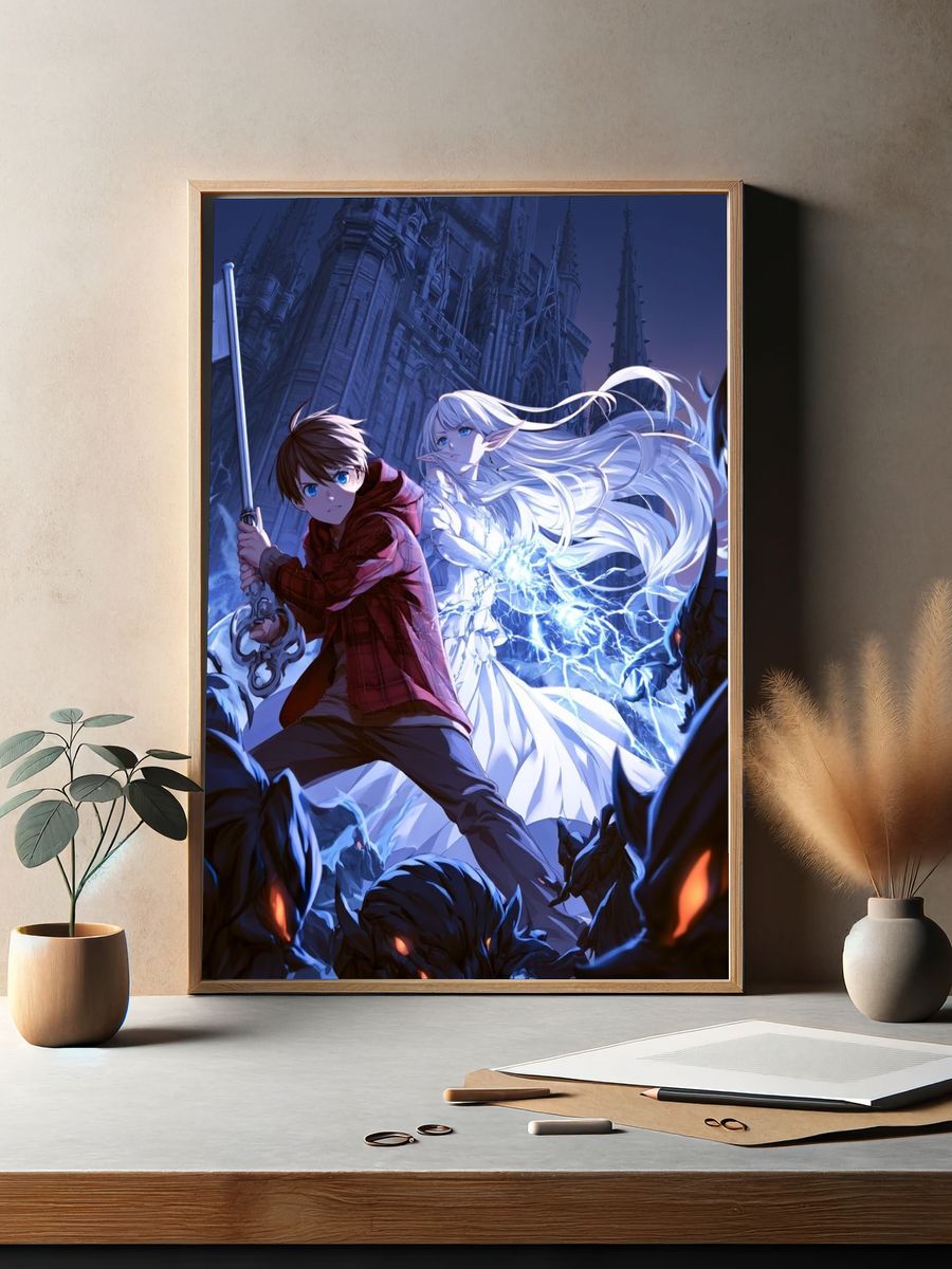 Fantasy Battle Scene Anime Poster. — room view 2
