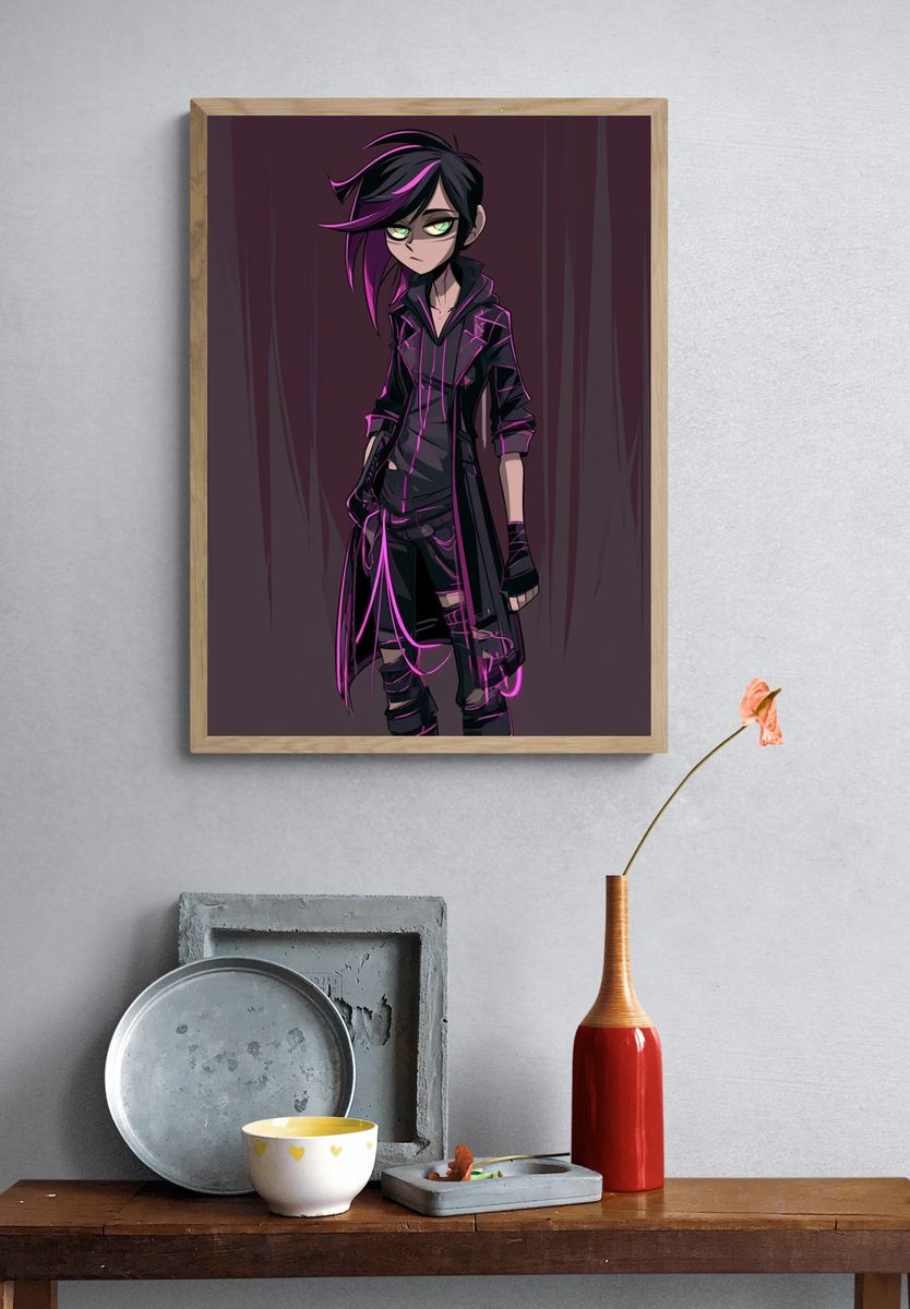 Cyberpunk Anime Character Poster. — room view 3