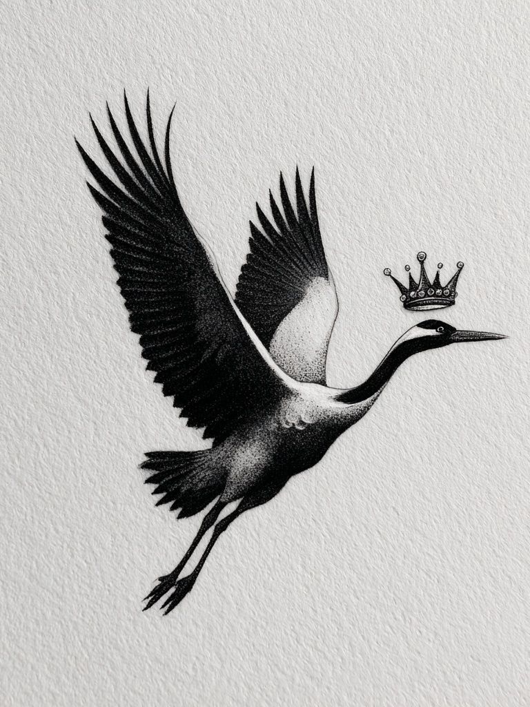 Crowned Crane Ink Poster. poster — animals art