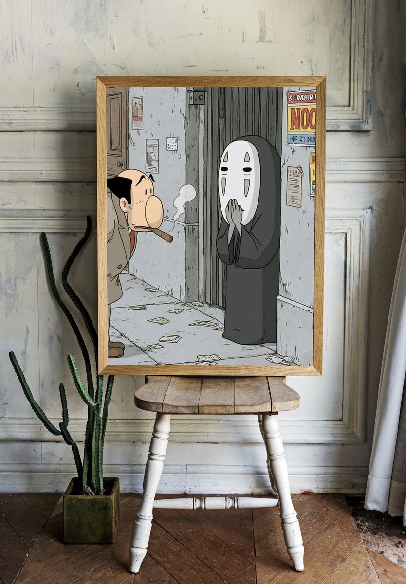 No-Face Alley Scene Anime Poster. room preview