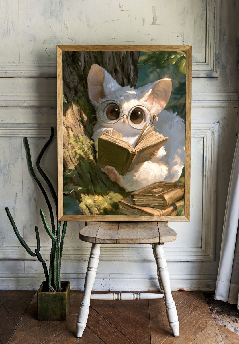 Reading Bunny Illustration Poster. — room view 1