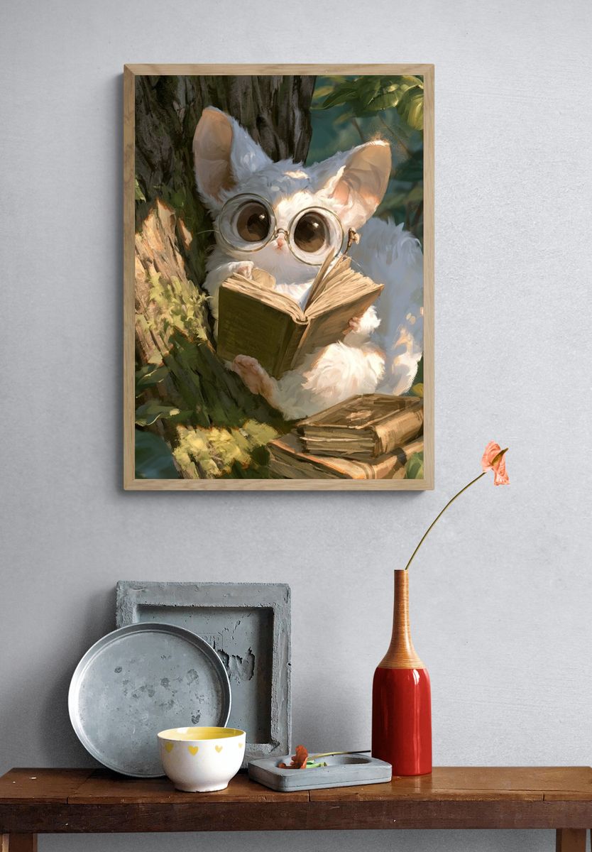 Reading Bunny Illustration Poster. — room view 3