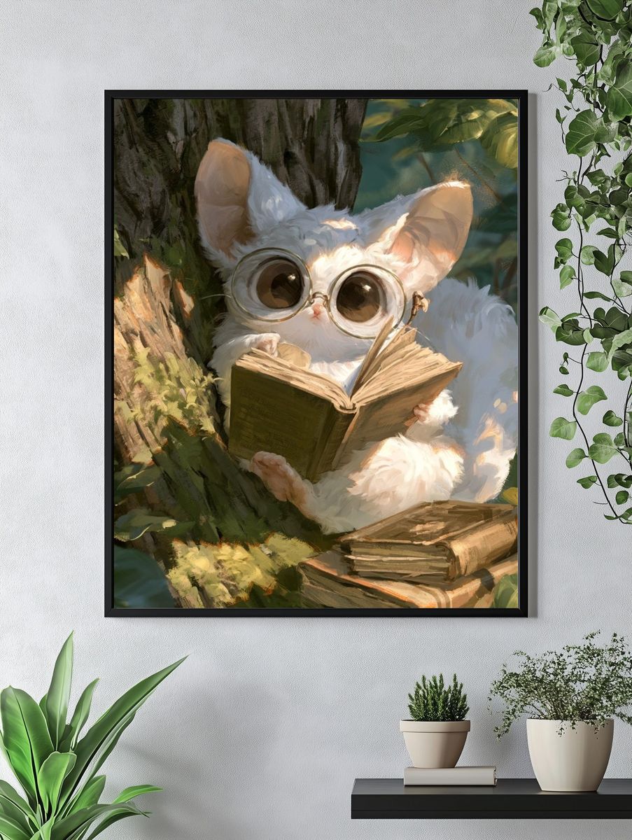 Reading Bunny Illustration Poster. — room view 4